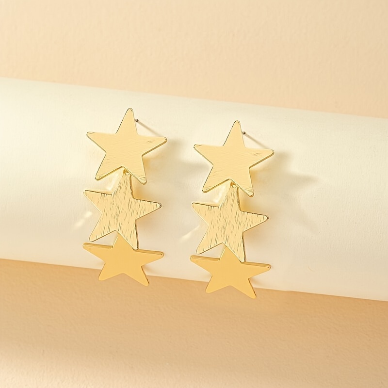 Vertical Stripe Star Earrings Set